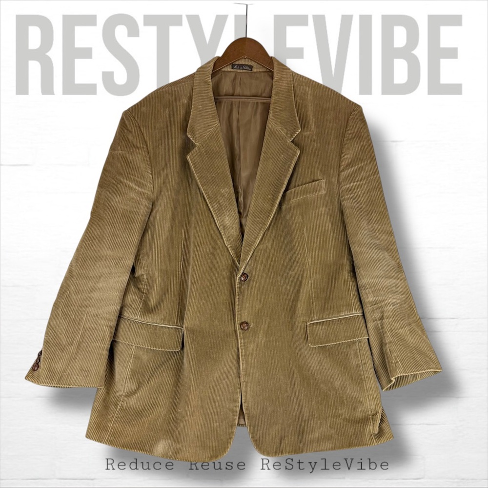 VINTAGE MONSIEUR ADOLFO Men’s Size 48R Blazer Suit Coat Corduroy Lined